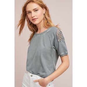 Anthro Eze Sur Mer Stacy Lace Sweatshirt in Slate